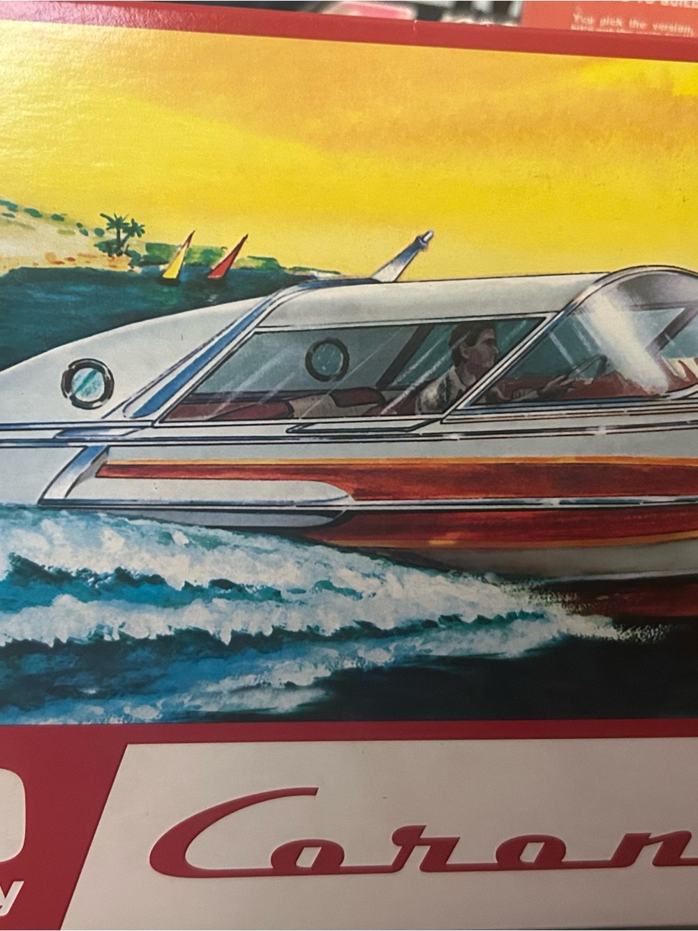 Vintage Boat model- Yellow, Blue, Red.1/25 scale model